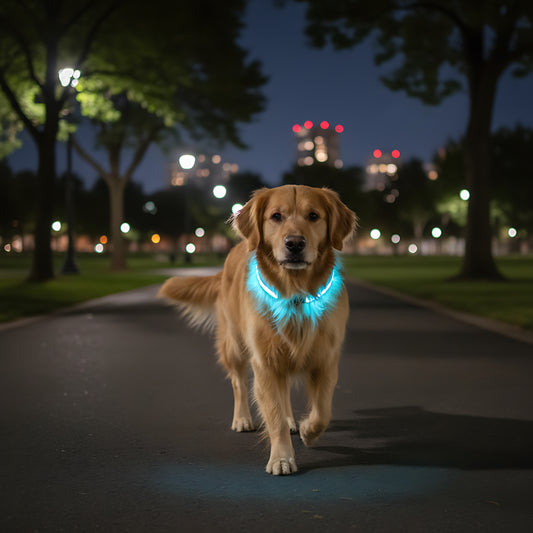 LED Dog Collar with AirTag Holder Rechargeable Waterproof Reflective Adjustable Safety Collar