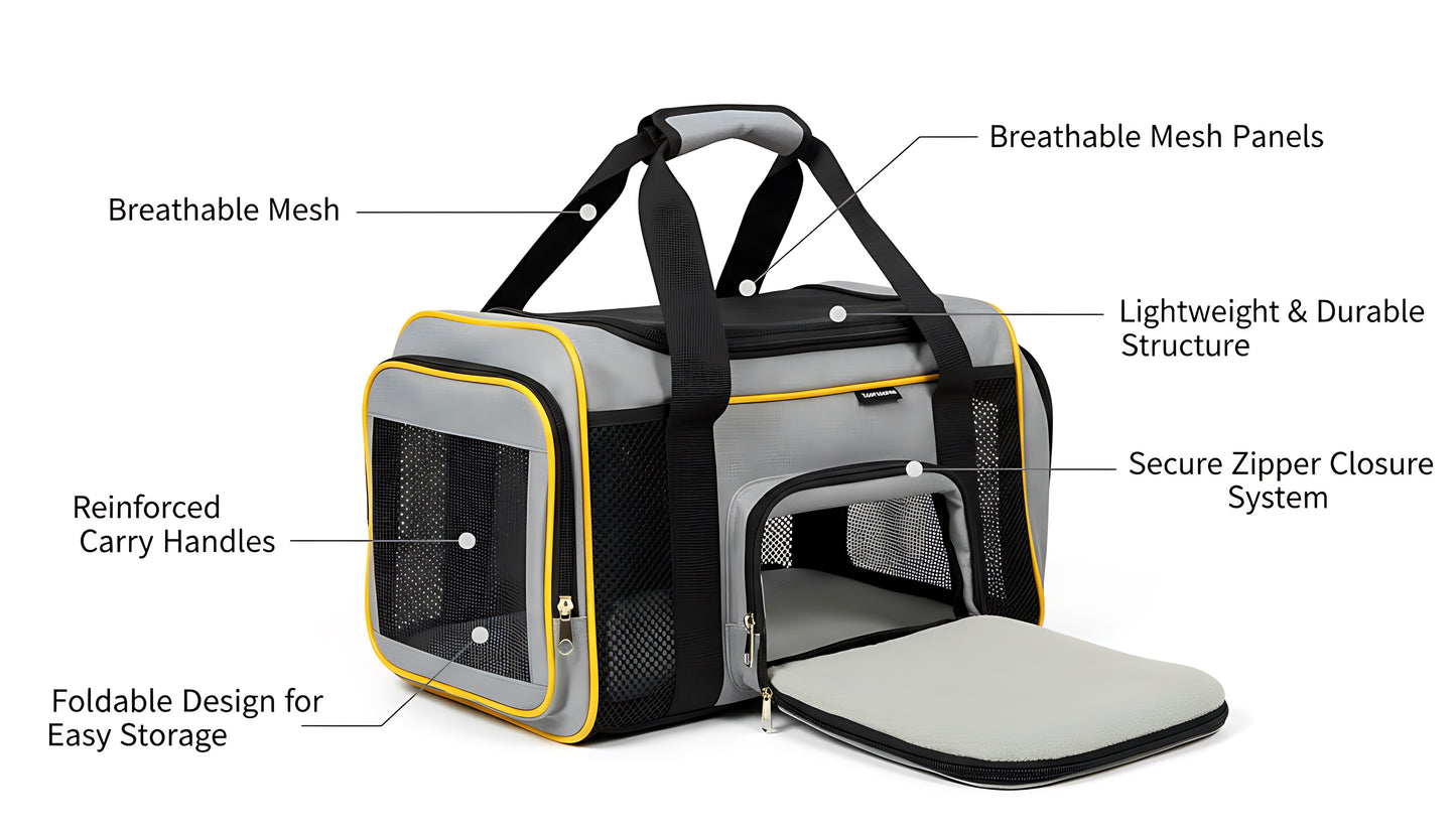 Foldable Pet Travel Carrier Bag (Breathable & Lightweight)