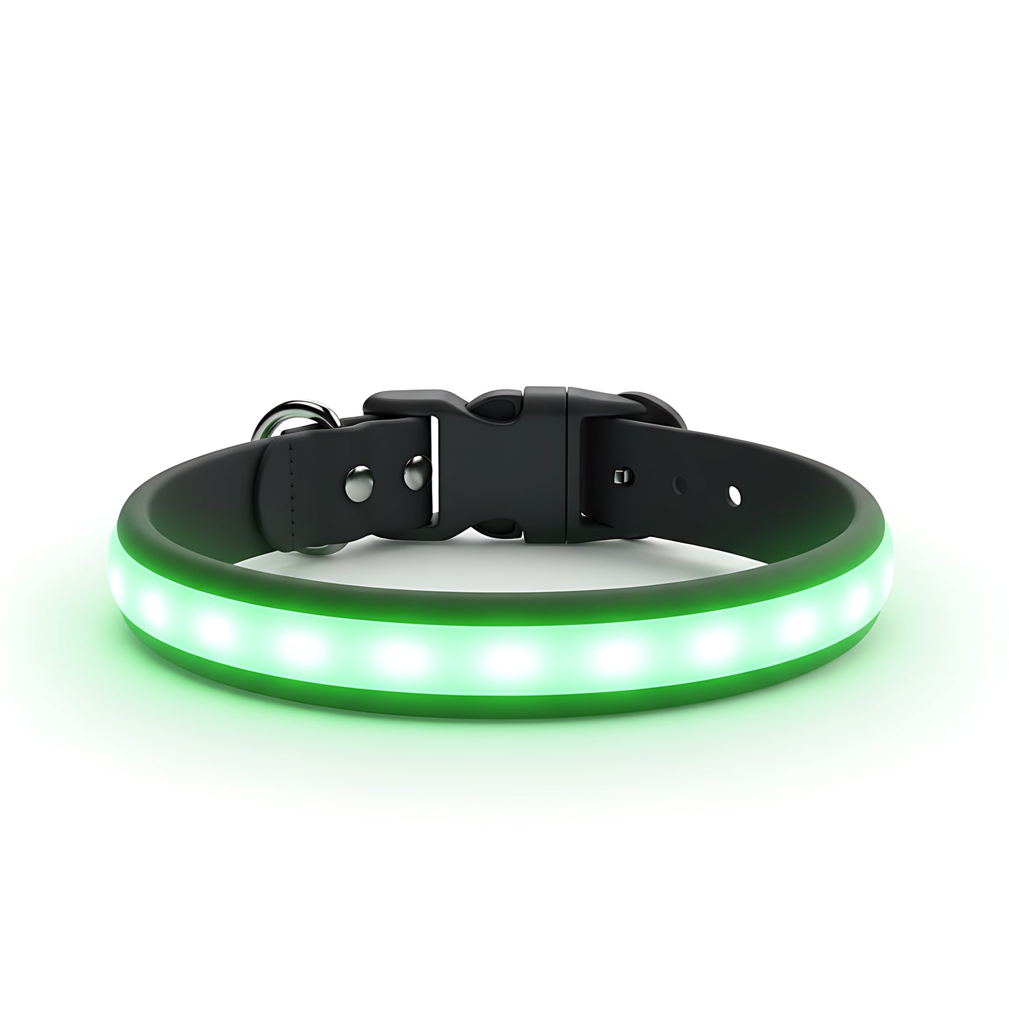 LED Dog Collar with AirTag Holder Rechargeable Waterproof Reflective Adjustable Safety Collar