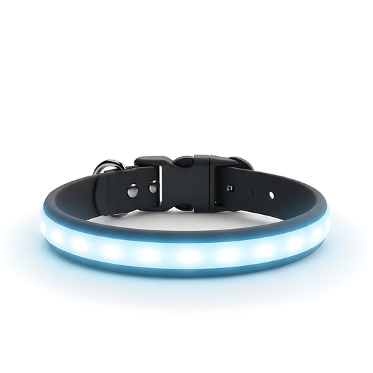 LED Dog Collar with AirTag Holder Rechargeable Waterproof Reflective Adjustable Safety Collar
