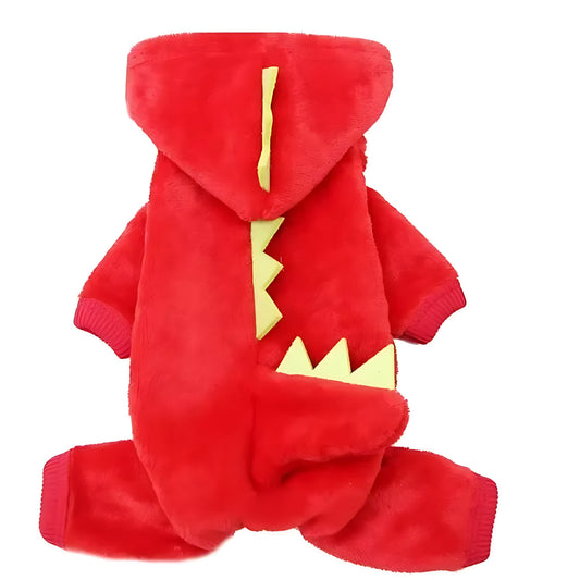 Dinosaur Dog Hoodie – Warm Fleece Winter Coat for Small Dogs